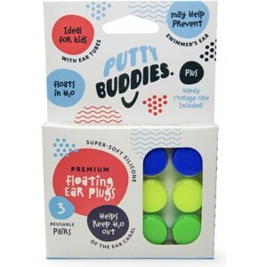 Putty Buddies - 3 páry Plávajúce silikónové štuple do uší Farba: Zelená / Žltá / Modrá Plávajúce silikónové štuple do uší