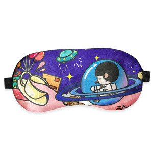 Maska na oči na spanie Dieťa kozmonaut s vyliatym hrnčekom
