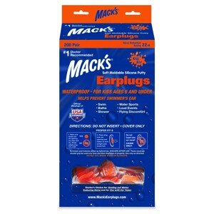Mack's mäkké tvarovateľné upchávky pre deti Veľkosť balenia: 200 párov Soft Moldable Silicone Putty Ear Plugs