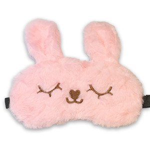 Maska na oči na spanie - Ružový chlpatý zajačik