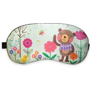 Maska na oči na spanie - Medvedík s kvetinami
