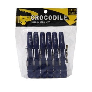 Sibel Hair Clip Croco - pevné klipsy na vlasy 11 cm, 6 ks modré