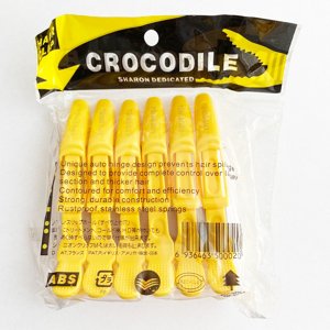 Sibel Hair Clip Croco - pevné klipsy na vlasy 11 cm, 6 ks žlté