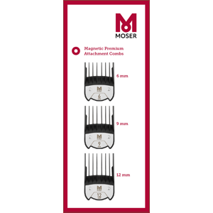 Moser 1801-7020 Magnetic Premium Attachment Combs - náhradné magnetické nadstavce: 6, 9, 12 mm (3ks)