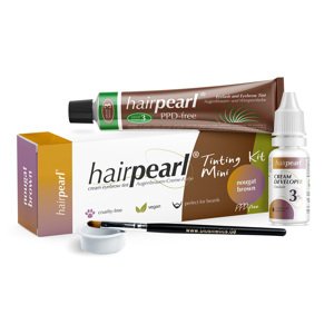 HairPearl Cosmetics Tinting Kit Mini PPD Free - set na farebnie obočia, rias alebo brady 3 - natural brown / nougat brown