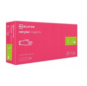 Mercator Nytrilex Powder Free Magenta Gloves - ružové rukavice bezpúdrové, nitrilové, 100 ks S - small