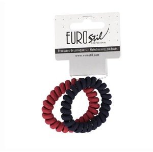 Eurostil 2 Twisted Elastic Rubber Band - gumička do vlasov, 2ks 07459 červená a modrá