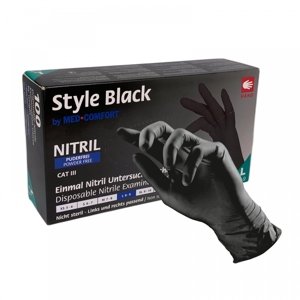 PuraComfort Black (Style Black, Maxter) Nitrile Gloves Powderfree - čierne bezpúdrové nitrilové rukavice, 100 ks (zn. Style Black) S - small