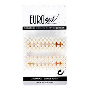 Eurostil Peard Gold Hair Clips - ozdoby do vlasov (sponky, čelenky, klipsy) 06939 - hranaté sponky, 2ks/bal 6,5 cm