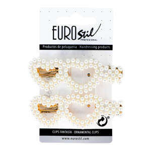 Eurostil Peard Gold Hair Clips - ozdoby do vlasov (sponky, čelenky, klipsy) 06936 - srdiečkové sponky, 2ks/bal - 8 cm