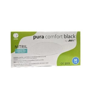PuraComfort Black (Style Black, Maxter) Nitrile Gloves Powderfree - čierne bezpúdrové nitrilové rukavice, 100 ks M - Medium (zn. Pura Comfort)