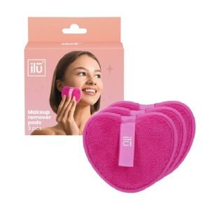 ILU Makeup Remover Pads Hot Pink - odličovacie vankúšiky v tvare srdiečka, ružové, 3ks
