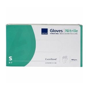 Nitrile Gloves Powderfree - čierne bezpúdrové nitrilové rukavice, 100 ks (zn. ABENA) S - small (štrukturované zakončenia palcov)