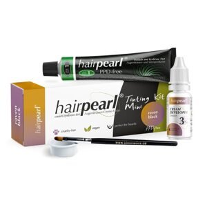 HairPearl Cosmetics Tinting Kit Mini PPD Free - set na farebnie obočia, rias alebo brady 1 - čierna / Raven Black
