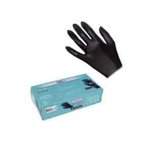Eurostil Nitrile Gloves Powder Free - čierne nitrilové rukavice bezpúdrové, 100ks S - small (06686)