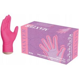 Nitril Powder Free MAGENTA Gloves - tmavo ružové rukavice bezpúdrové, nitrilové, 100 ks (zn.Maxter) L - Large
