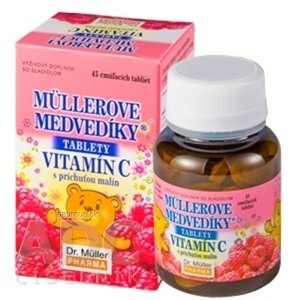 Dr. Müller Pharma s.r.o. MÜLLEROVE medvedíky - vitamín C tbl s príchuťou malín 1x45 ks 45 ks