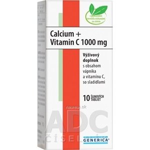 GENERICA spol. s r.o. GENERICA Calcium + Vitamin C 1000 mg tbl eff 1x10 ks 10 ks