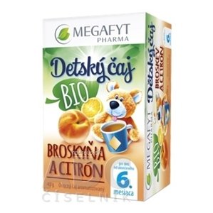 Megafyt Pharma s.r.o. MEGAFYT Detský čaj BIO BROSKYŇA A CITRÓN ovocný čaj (od ukonč. 6. mesiaca) 20x2 g (40 g)